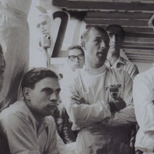 Olivier Gendebien, Jim Clark, Stirling Moss et Masten Grégory au GP de  Spa (Sport) de 1958