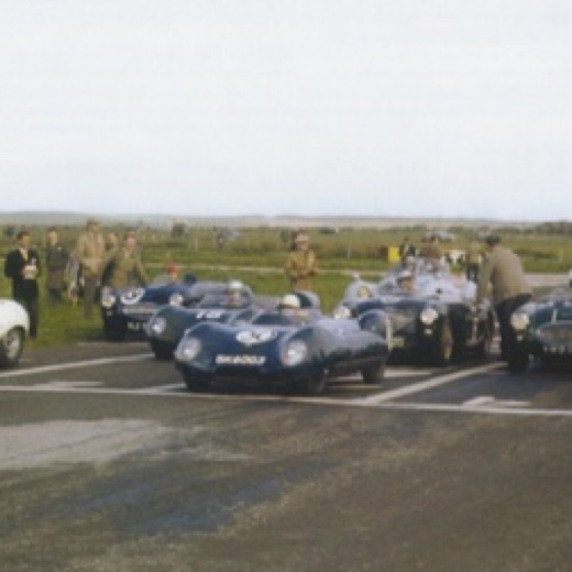 Au départ à Crimond en 1958 avec la Jaguar D Type des Borders Reivers